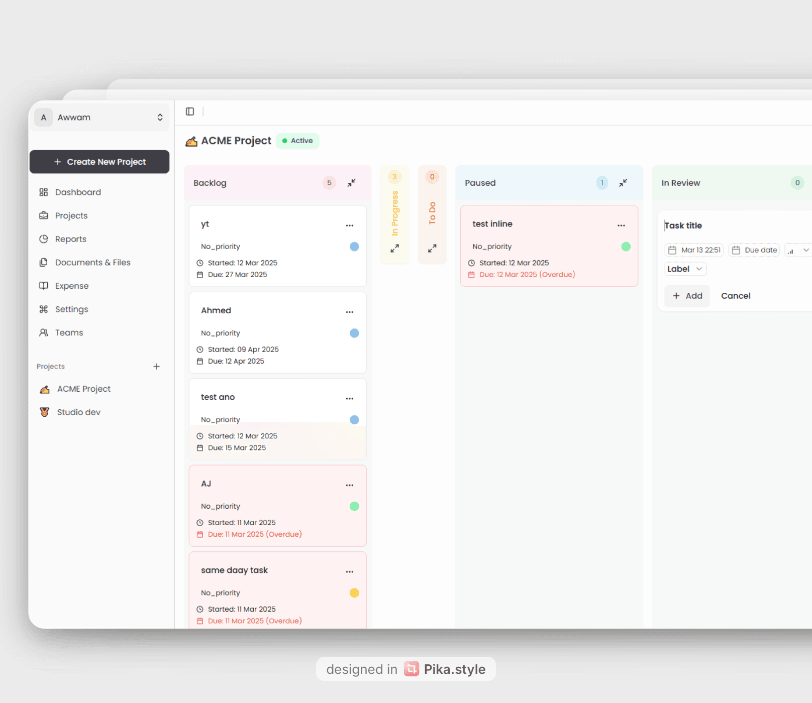 Project Management WebApp